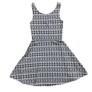 H&M Divided | Size 2 White & Navy Tribal Skater Dress